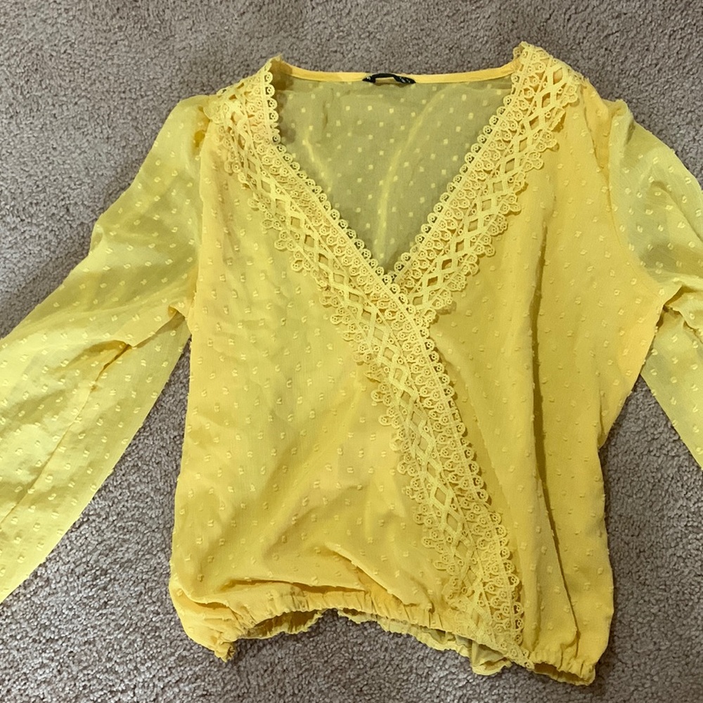 Yellow shein sheer top